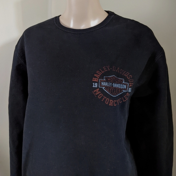 Harley Davidson Motorcycle Alberta Black crewneck sweater, size large - Picture 2 of 7